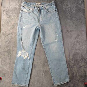 Abercrombie &‎ Fitch The Boyfriend Mid Rise blue jeans distressed vintage Y2K